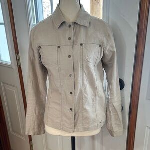 Woolrich Light Linen Button-Front Cotton Canvas Top